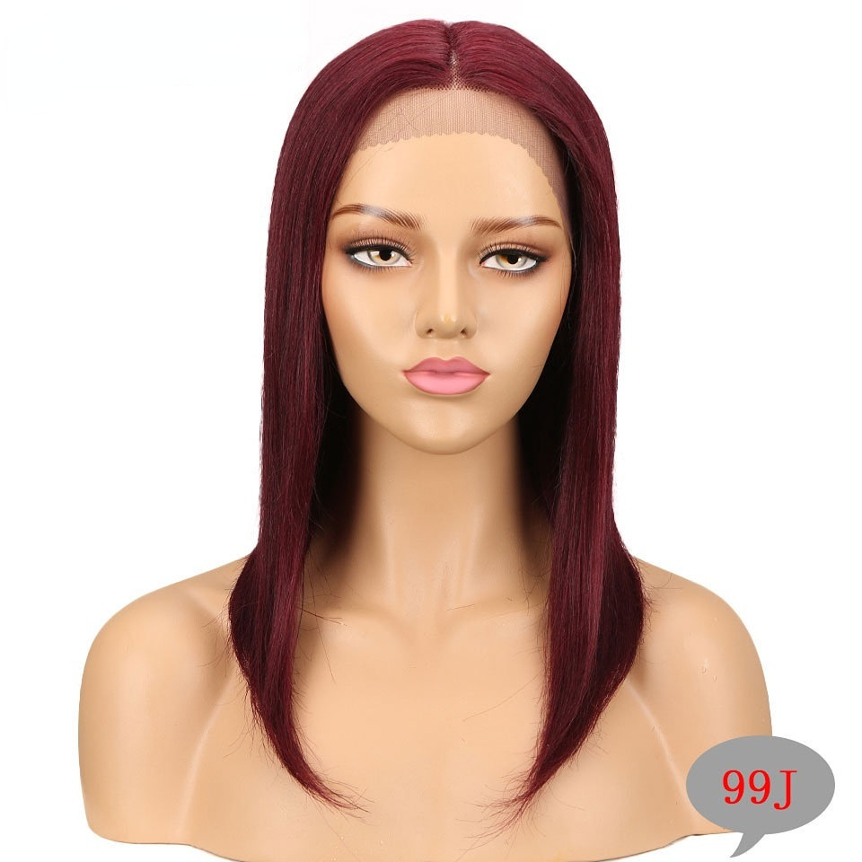 Hot Selling Wigs For Women European and American Short Straight Hair Medium Parts Rebecca Real Hair Color Wig Hood
