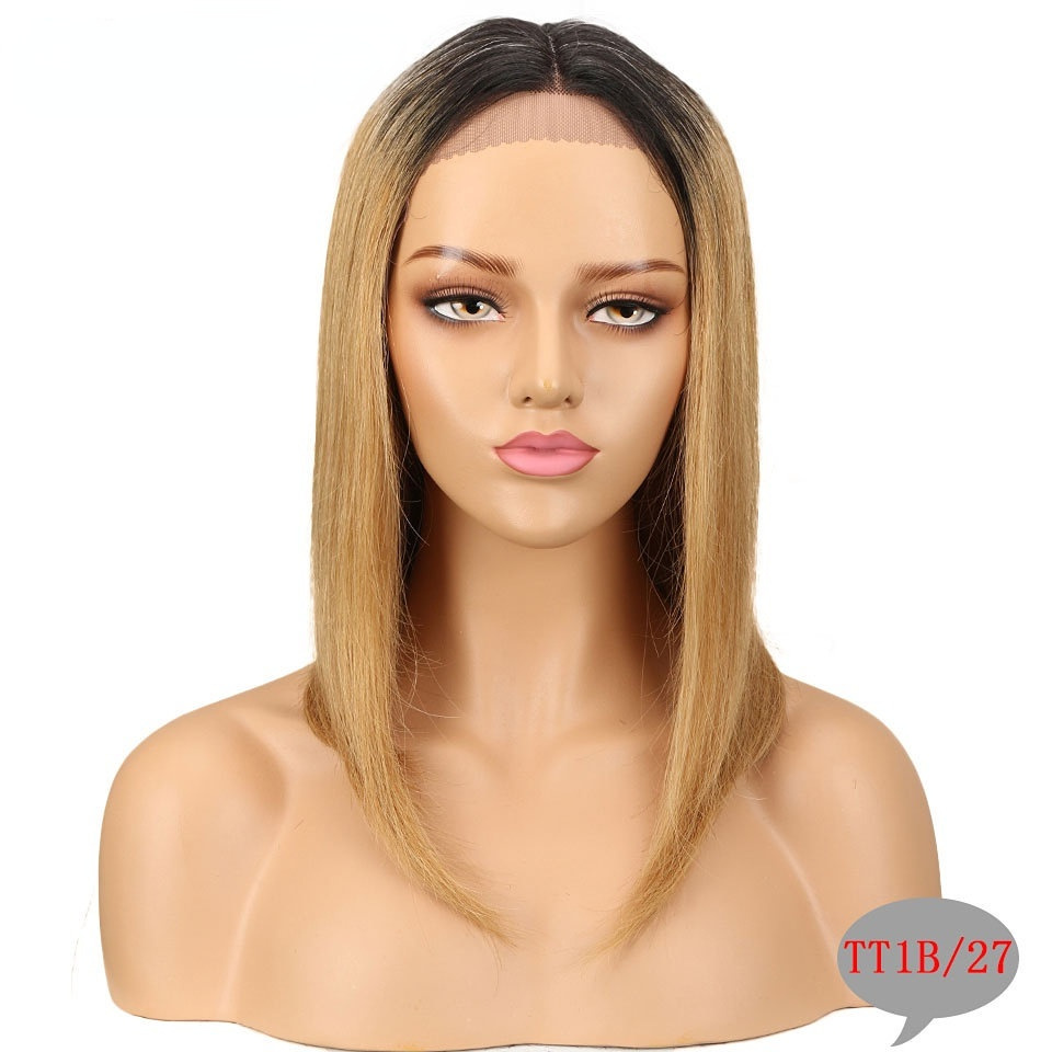 Hot Selling Wigs For Women European and American Short Straight Hair Medium Parts Rebecca Real Hair Color Wig Hood