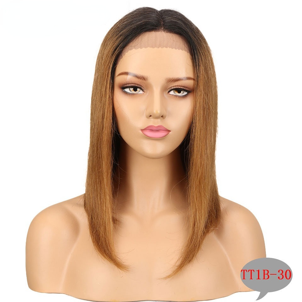 Hot Selling Wigs For Women European and American Short Straight Hair Medium Parts Rebecca Real Hair Color Wig Hood