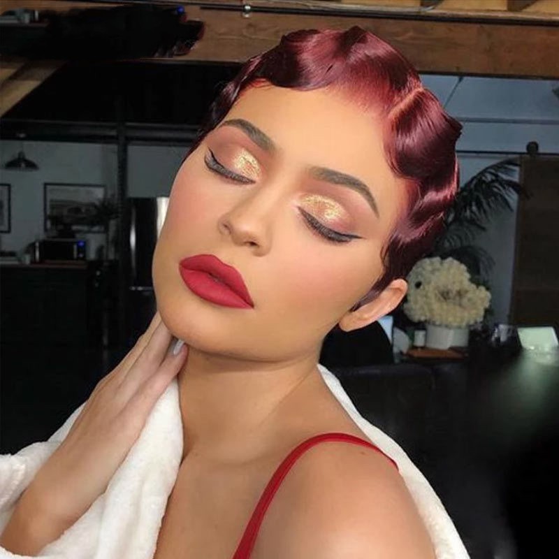 Wig Europe and America Short wavy curly hair front lace real hair head cover female Rebecca gold crown human hair