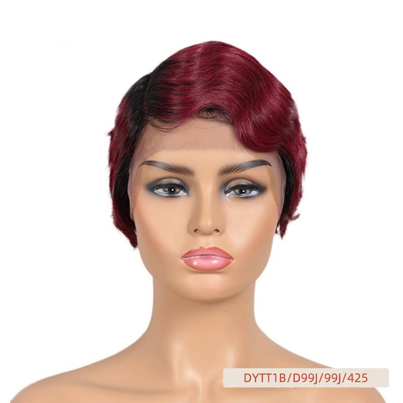 Wig Europe and America Short wavy curly hair front lace real hair head cover female Rebecca gold crown human hair