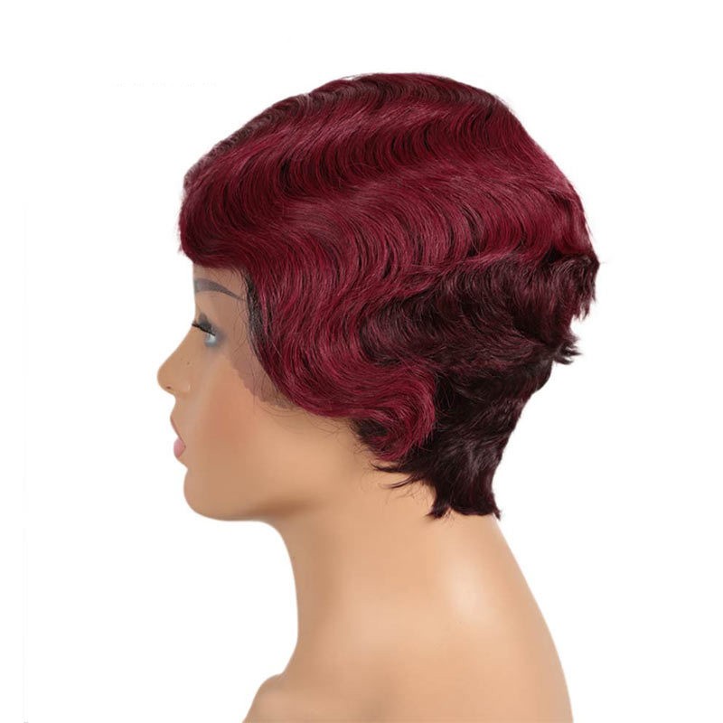 Wig Europe and America Short wavy curly hair front lace real hair head cover female Rebecca gold crown human hair