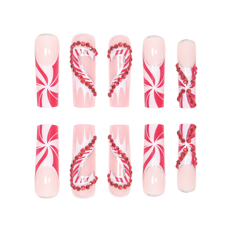 Colorful French Love Diamond False Nail Patch Cross border Festival Wearing Nail Patch