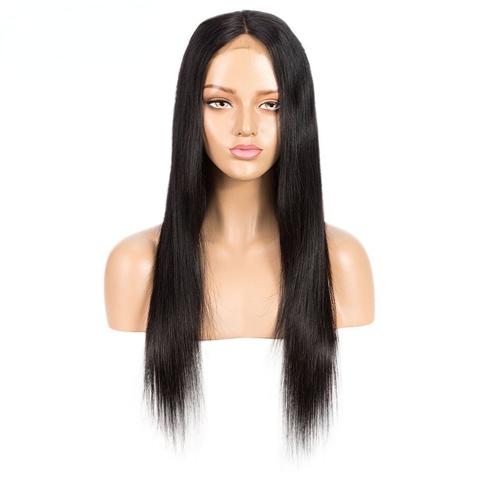 European and American wigs in Africa new 4*4lace mid-length straight hair all-real human hair ladies head cover Human hair