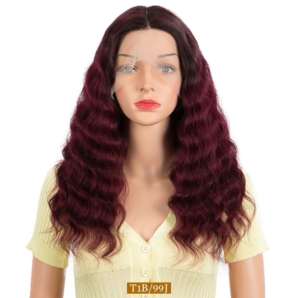 European and American wigs women's african fashion middle parted 20 inches long curly hair full real hair head covering