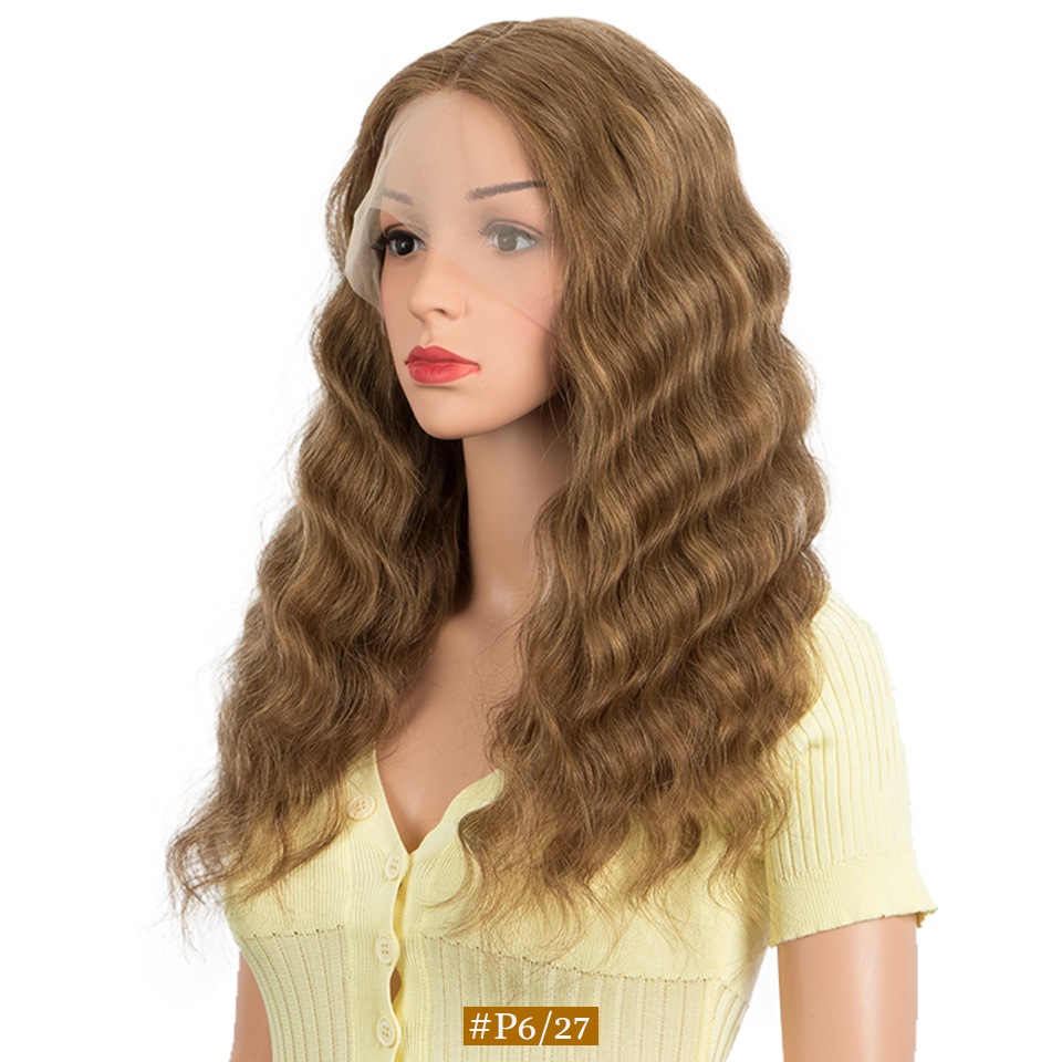 European and American wigs women's african fashion middle parted 20 inches long curly hair full real hair head covering