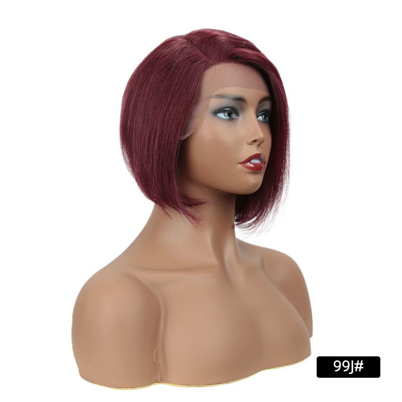 wig european american fluffy front lace real hair short head cover female human hair