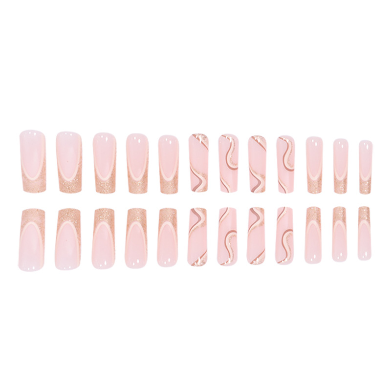 French style nail polish with golden glitter lines European and American wearing nail patches foreign trade nail art