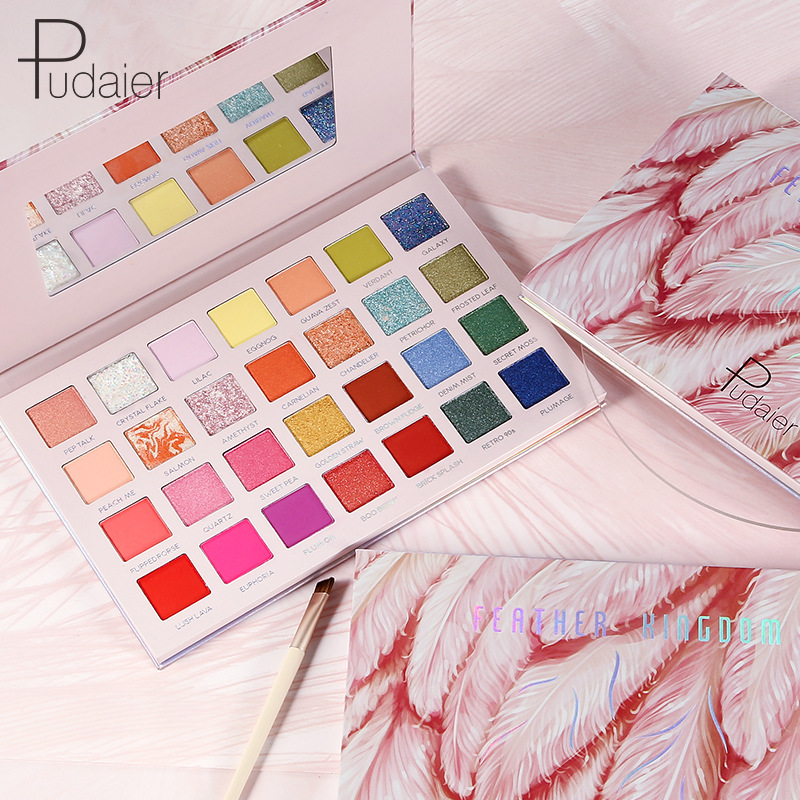 Pudaier 28 color eye shadow makeup plate matte pearlescent mashed potato chameleon