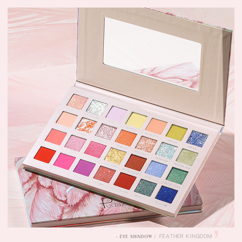 Pudaier 28 color eye shadow makeup plate matte pearlescent mashed potato chameleon