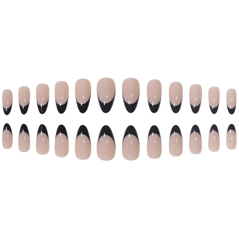 Black French nail patch almond nail tip water drop nail patch fake nail patch wearing nail patch
