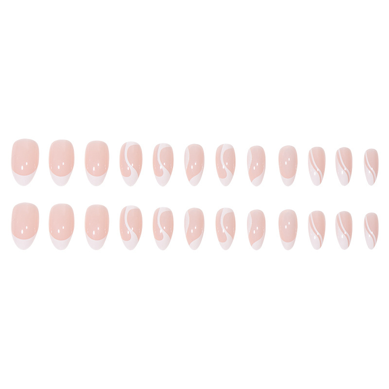Simple white French lines press on nails for fake nail art and nail patches for wearing nails