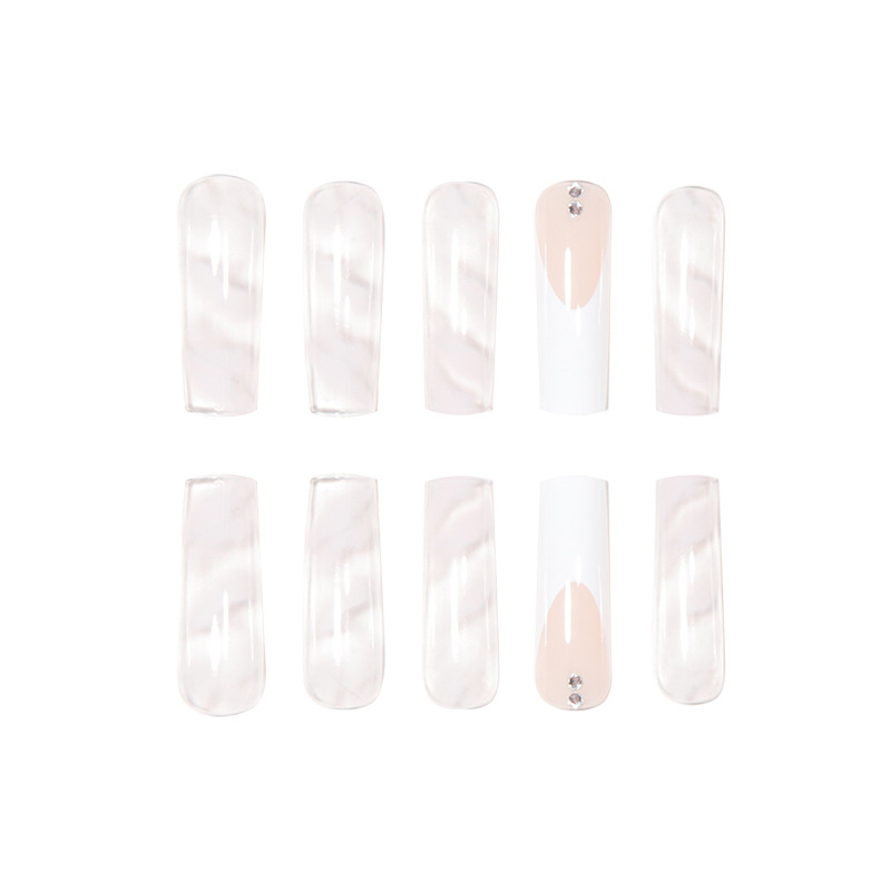 Pure Desire Transparent French Cross border Popular Water Pipe False Nail Sheet Finished rectangular French Style