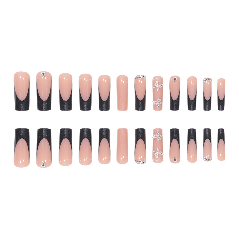 Wearing armor silver butterfly sparkling diamond spicy girl long fake nail patch