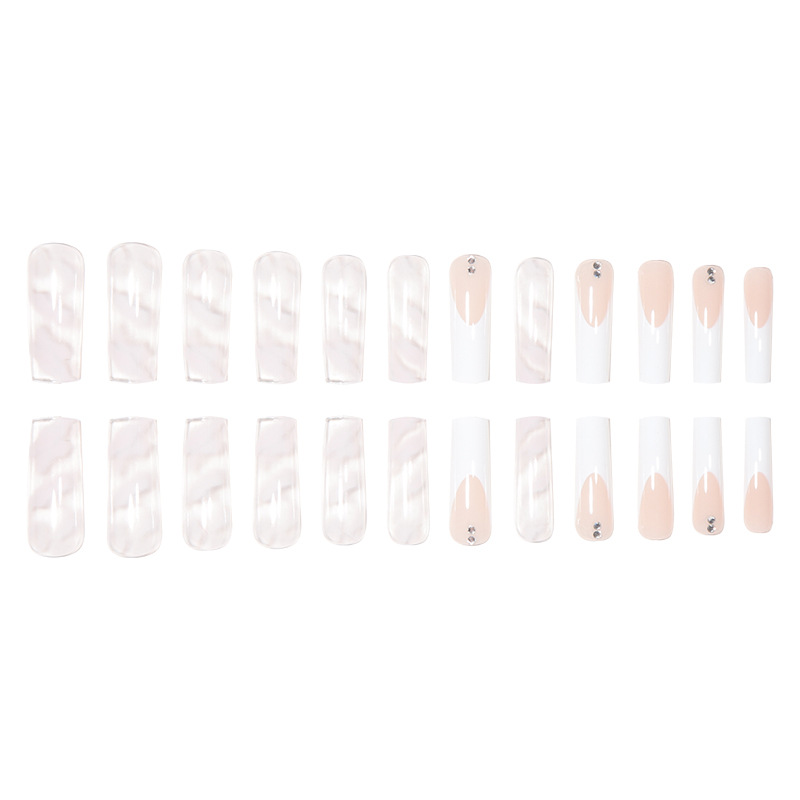 Pure Desire Transparent French Cross border Popular Water Pipe False Nail Sheet Finished rectangular French Style