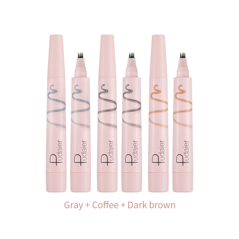 Pudaier eyebrow pencil simulation, long-lasting Wish, hot selling waterproof four pronged liquid eyebrow pencil makeup