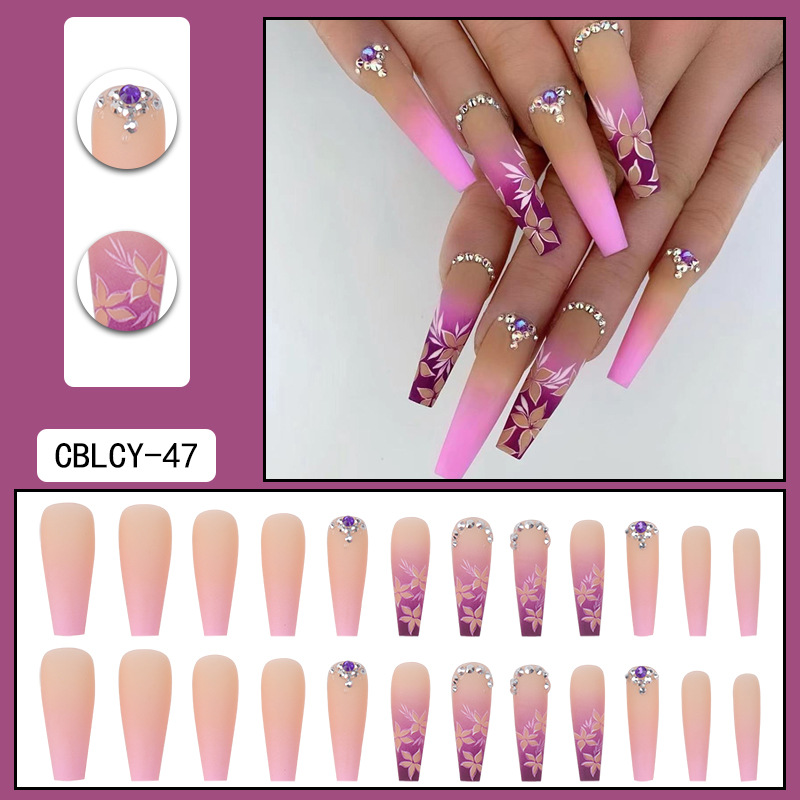 Gradient Flower Purple Diamond Wearing Nail Stickers