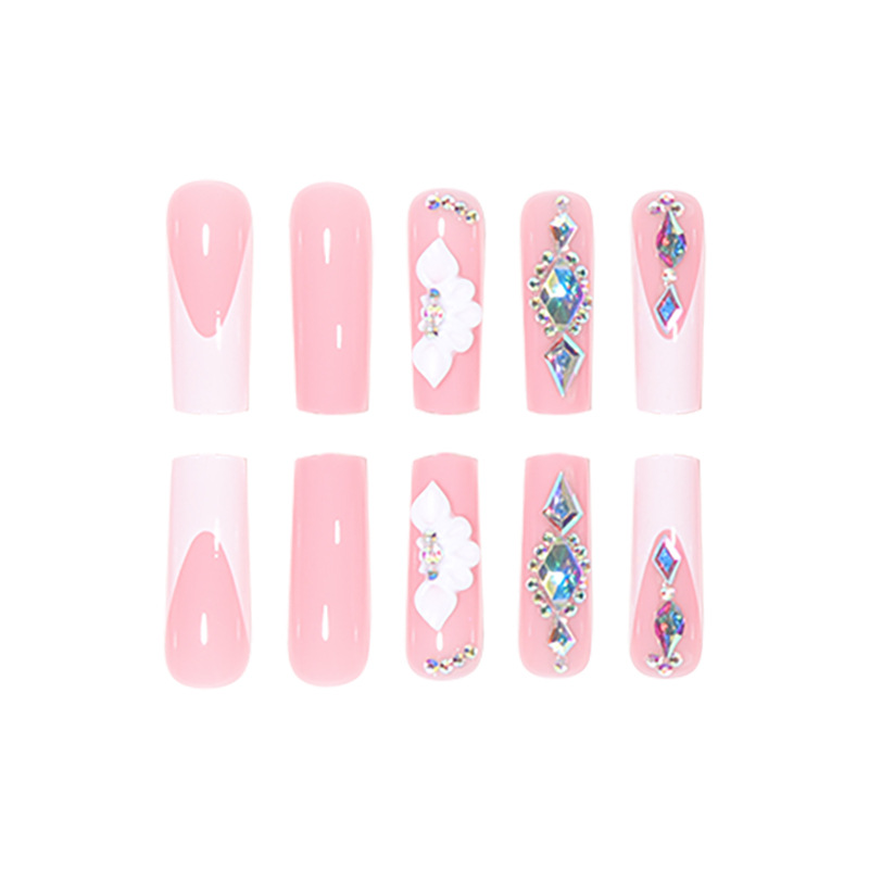 French style three-dimensional flower stamen fake nail patches for cross-border wearing nail patches for nail enhancement