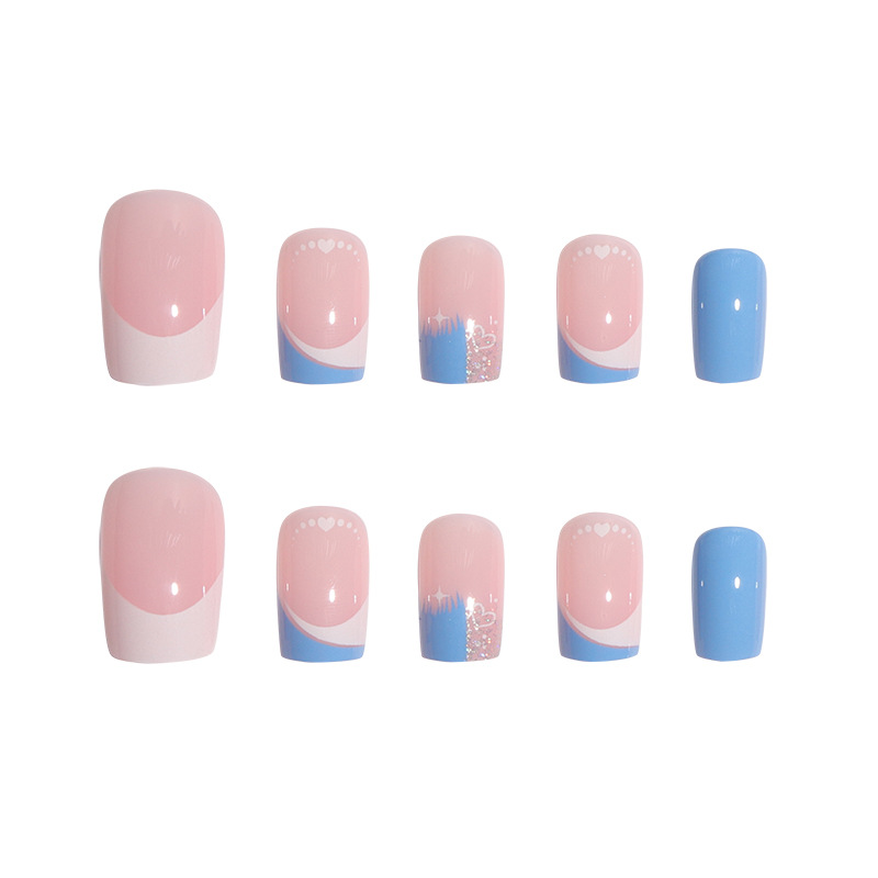 Minimalist Instagram style nail patches wholesale French style nail patches detachable glitter fake nail patches