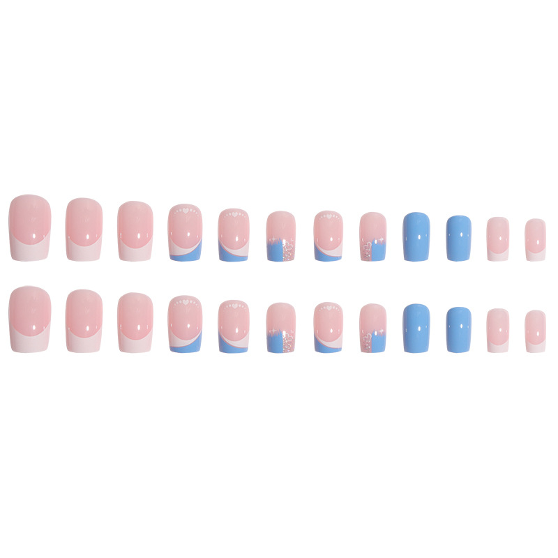 Minimalist Instagram style nail patches wholesale French style nail patches detachable glitter fake nail patches