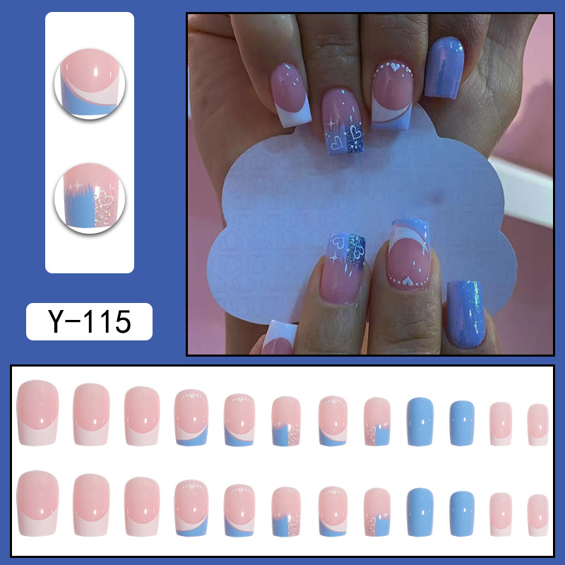 Minimalist Instagram style nail patches wholesale French style nail patches detachable glitter fake nail patches