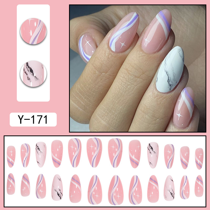 Short style Instagram style European and American fake nails wearing nails nail enhancement products foreign trade nail stickers and nail patches