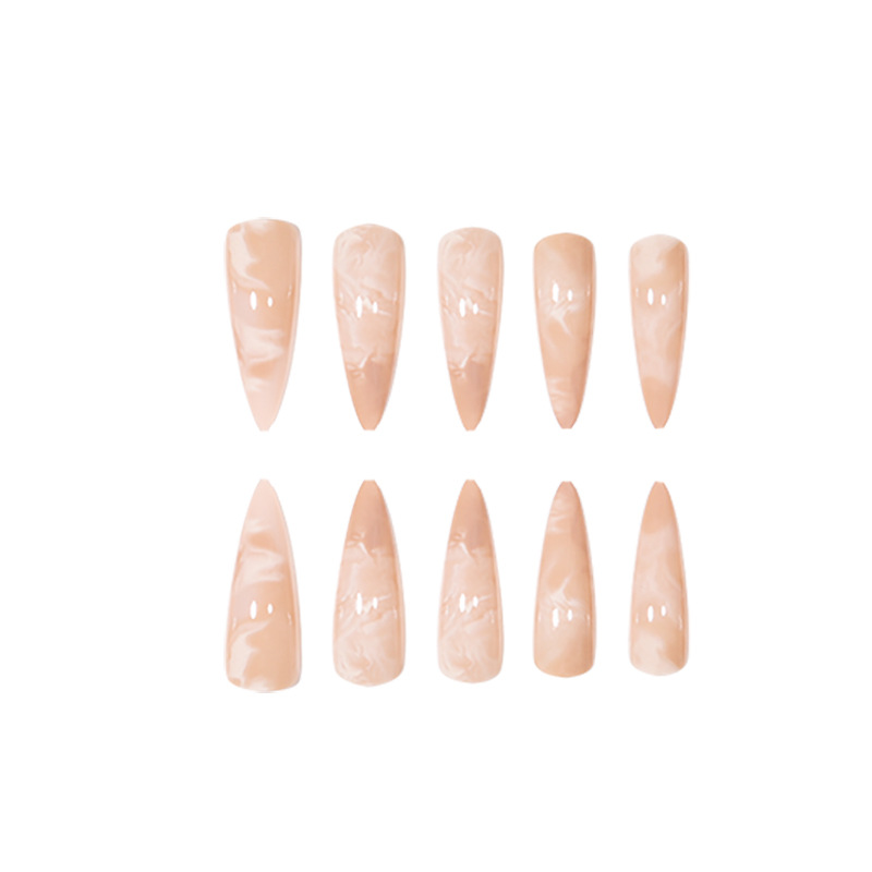 Minimalist marble pattern wearing nails long pointed nails fake nails European and American nail stickers nail patches