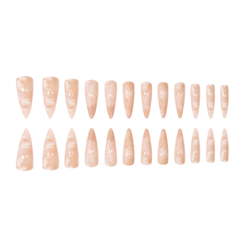 Minimalist marble pattern wearing nails long pointed nails fake nails European and American nail stickers nail patches