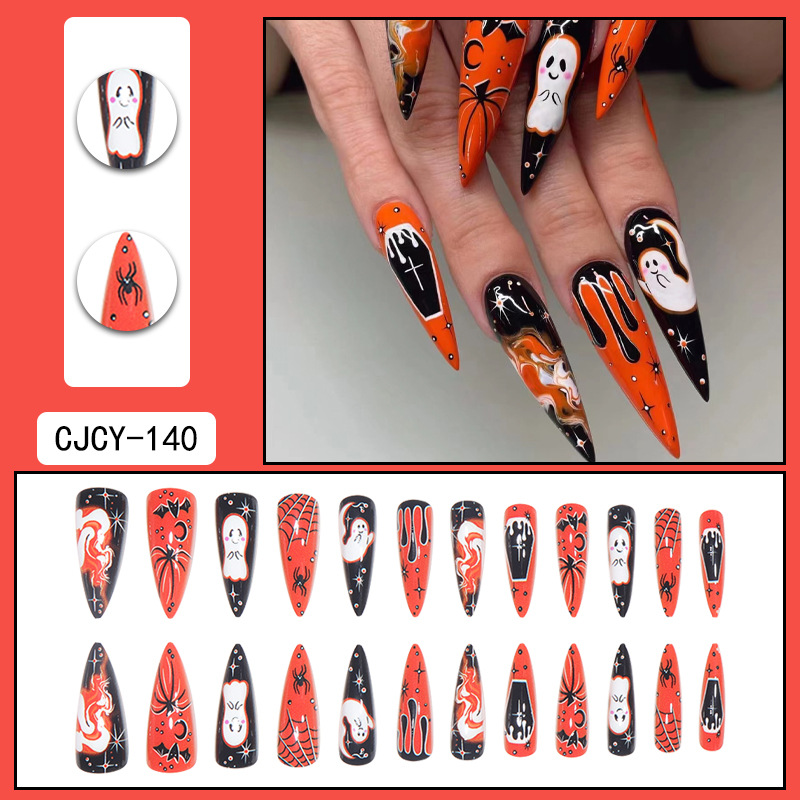 Funny nail stickers spider webs ghost bats blood drops holiday wearing nails European and American nail patches