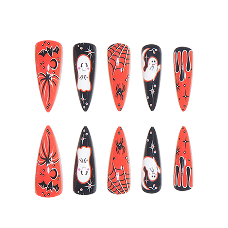 Funny nail stickers spider webs ghost bats blood drops holiday wearing nails European and American nail patches