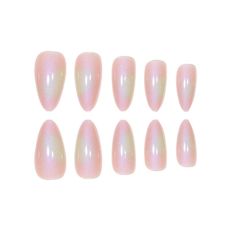 Almond Nail Colorful Aurora Nail European and American Pure Desire for Whitening Explosive Flash False Nail Finished Nail Tablets