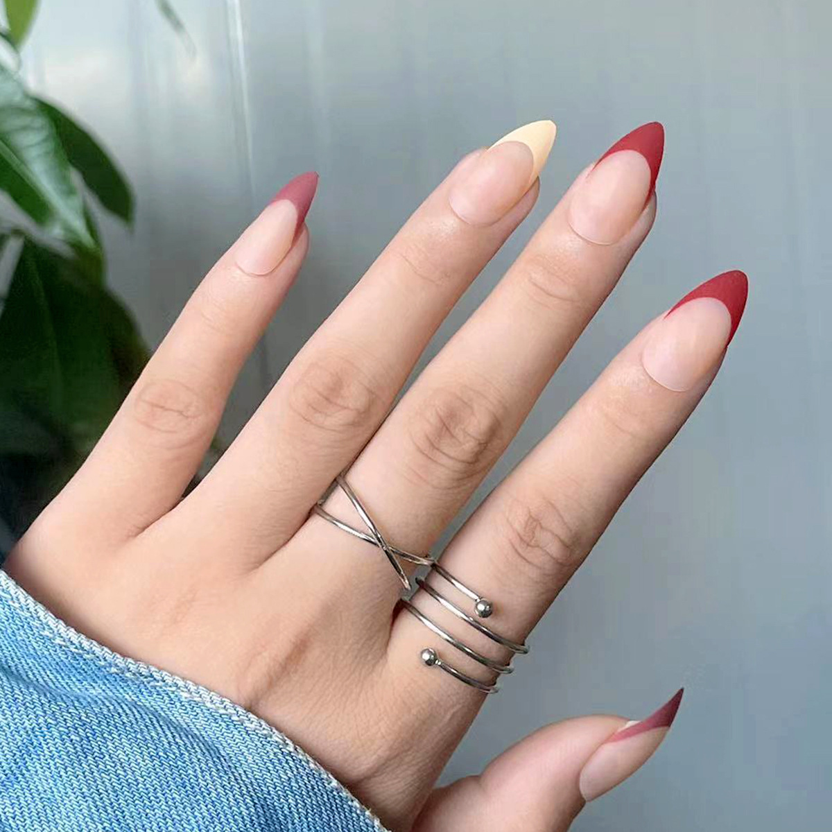 24 pieces of pointed nail false nail patches European and American wearable nail patches detachable diamond inlay Instagram style nail