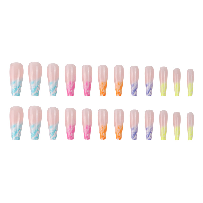 Halo dyed rainbow nail European and American wearing nail fake nail long fake nail patch