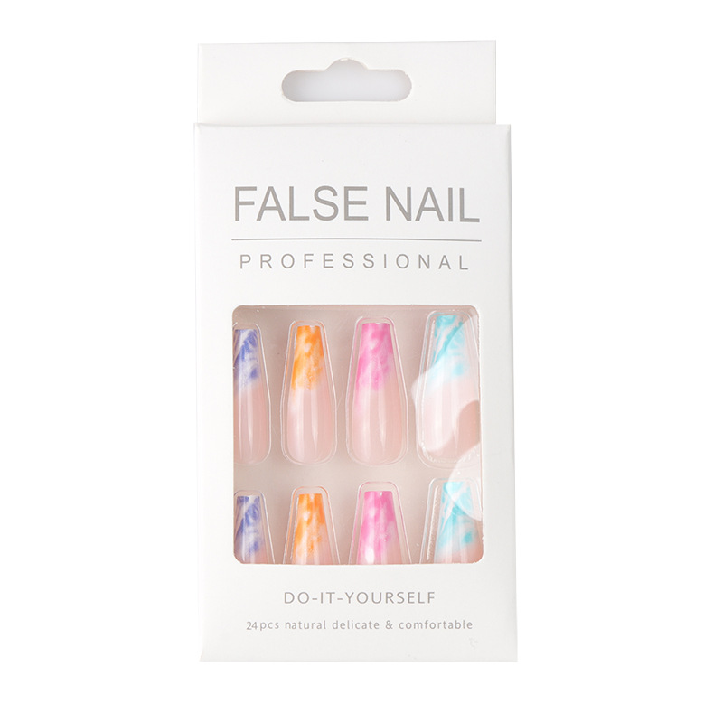 Halo dyed rainbow nail European and American wearing nail fake nail long fake nail patch