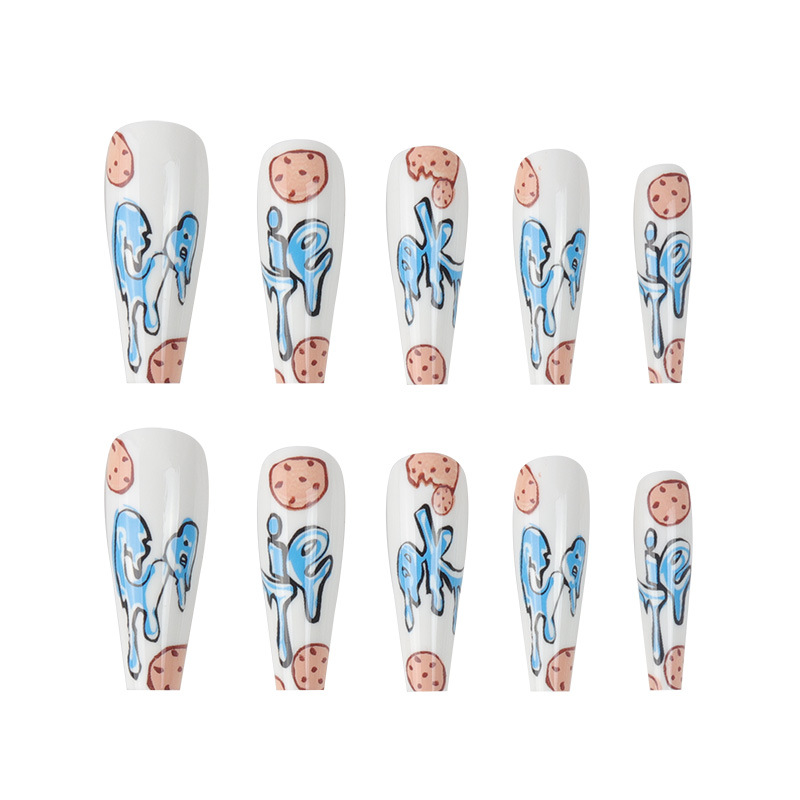 Long Ballet Nail Graffiti Wearing Nail 24 Cookies Nail Makeup Press on nail