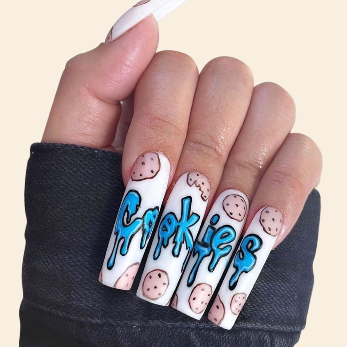 Long Ballet Nail Graffiti Wearing Nail 24 Cookies Nail Makeup Press on nail
