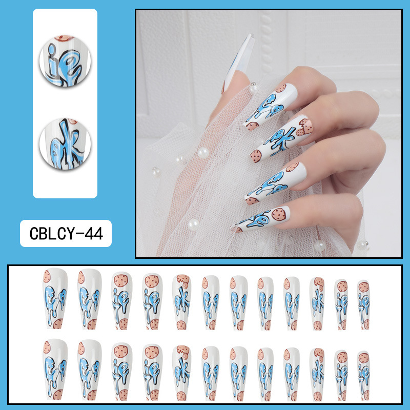 Long Ballet Nail Graffiti Wearing Nail 24 Cookies Nail Makeup Press on nail